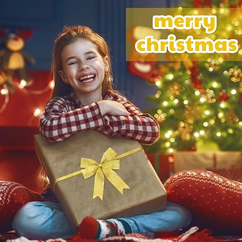 Miniatura 5 de Craftsatin 24 lazos elásticos de Navidad con purpurina con lazos, lazos elásticos para regalos, cinta elástica de Navidad, manualidades para cajas