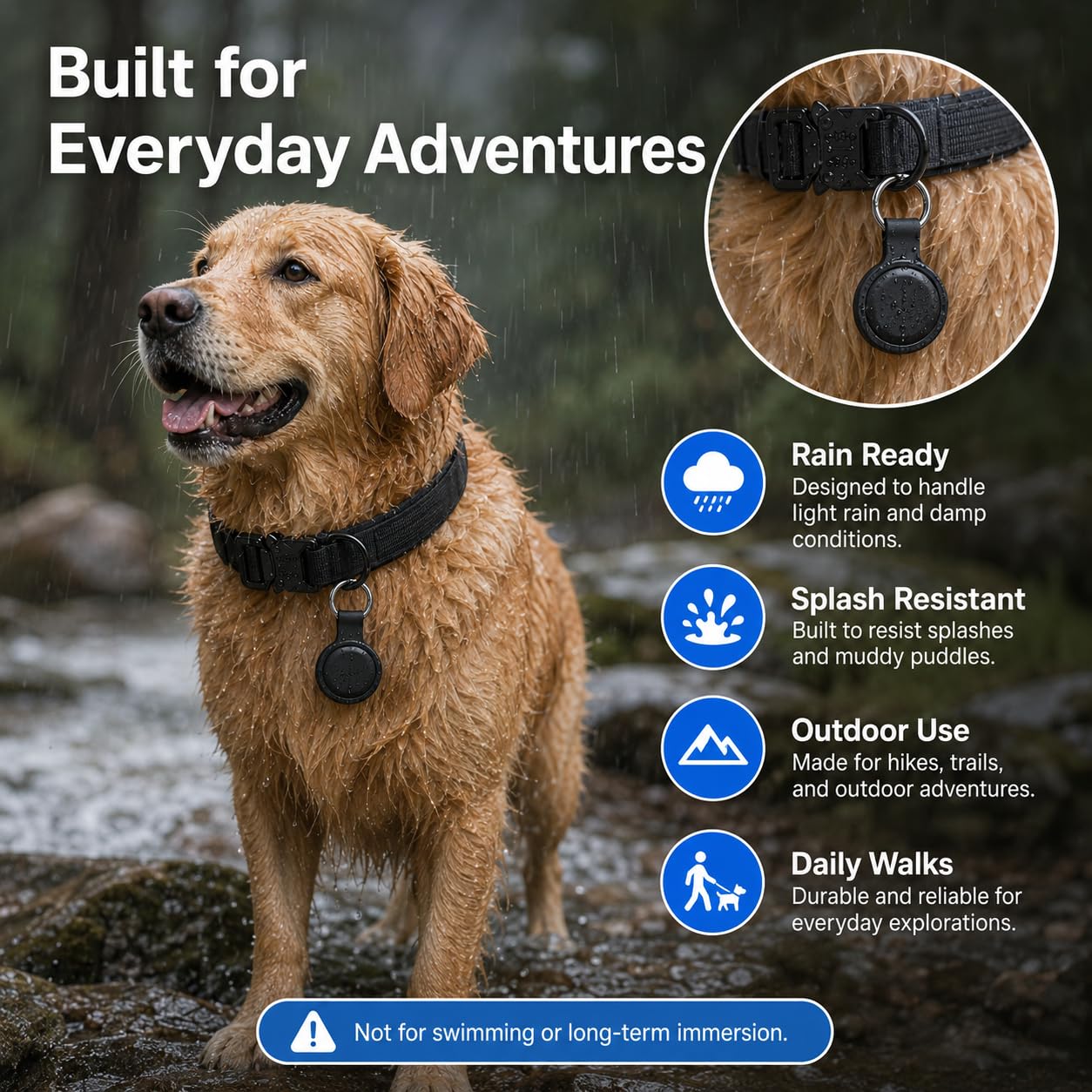 Haustier-GPS-Tracker für Hunde, kompatibel mit Apple Find My (nur iOS), keine monatliche Gebühr, IP67 wasserdicht, Anti-Verlust-Locator, 12-Monats-Akku, inklusive Silikon-Halsbandhalter und taktischem
