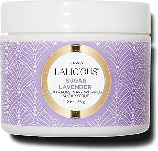 LALICIOUS Sugar Lavender Extraordinary Whipped Sugar Scrub - Cane Sugar Body Scrub with Coconut Oil & Honey, No Parabens (2 Ounces)