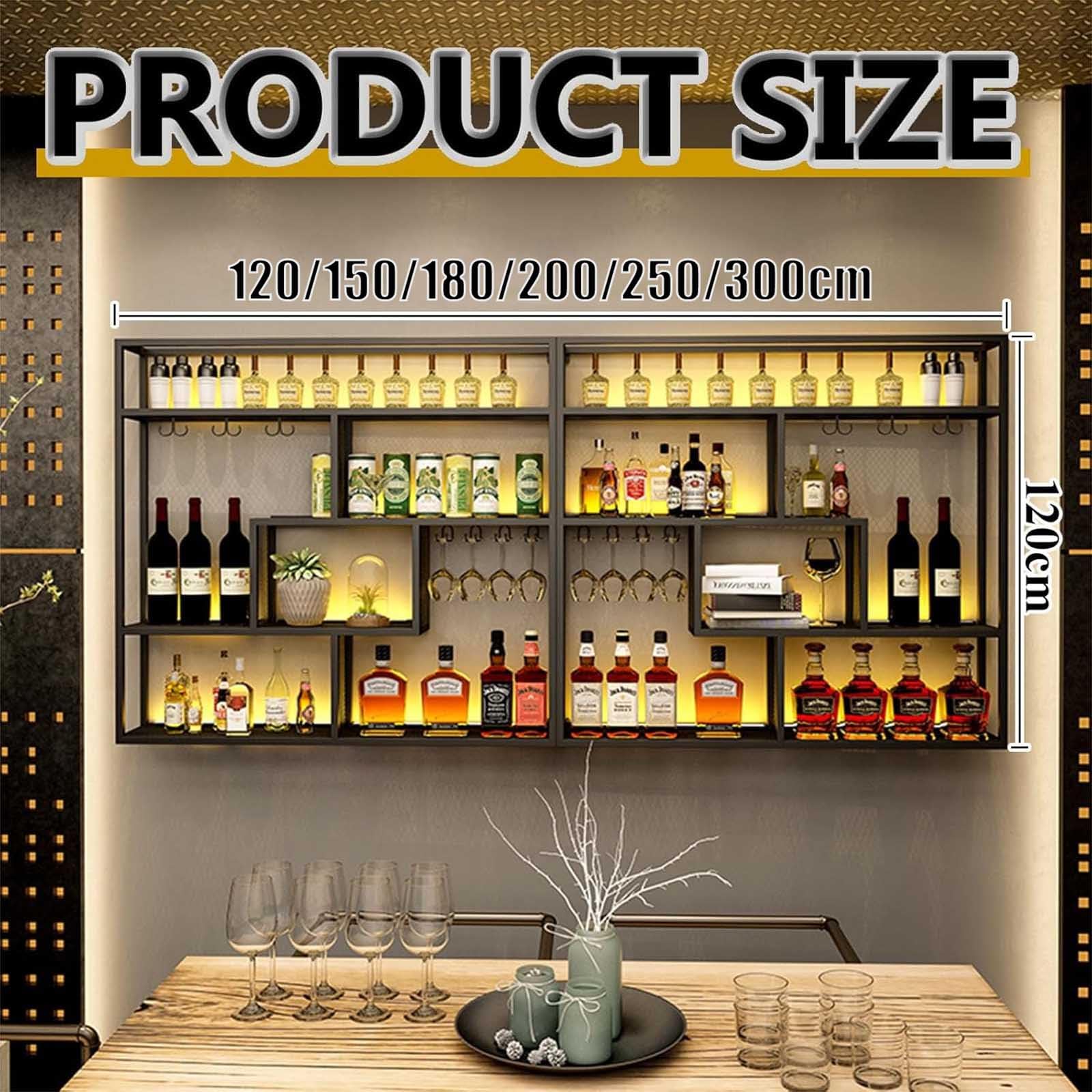 Portabottiglie dal design moderno in metallo con illuminazione per casa, bar e ristorante, soluzione elegante per riporre oggetti, 180 x 20 x 120 cm, perfetto per esposizione e nization
