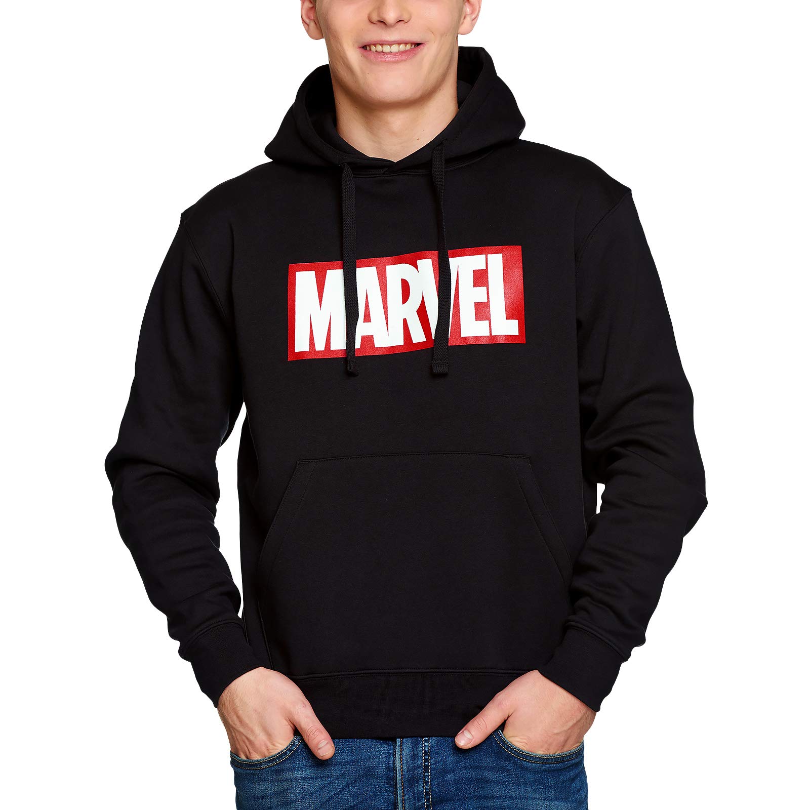 MARVEL Bluza z kapturem Logo Elbenwald Czarna - M, Czarny, M