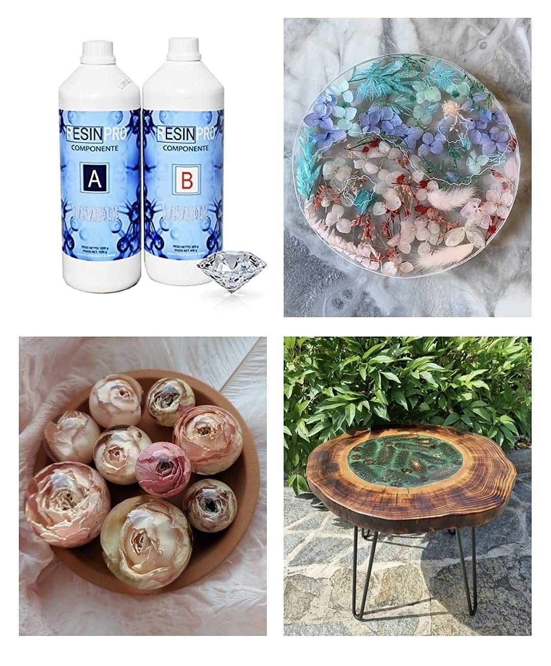 Resin Pro ® 800 Gr Resina Epossidica Ultra Trasparente Atossica - Resina + Indurente, Effetto Acqua per Creazioni Artistiche, Rivestimento Superfici, Modellismo, DIY, Bricolage