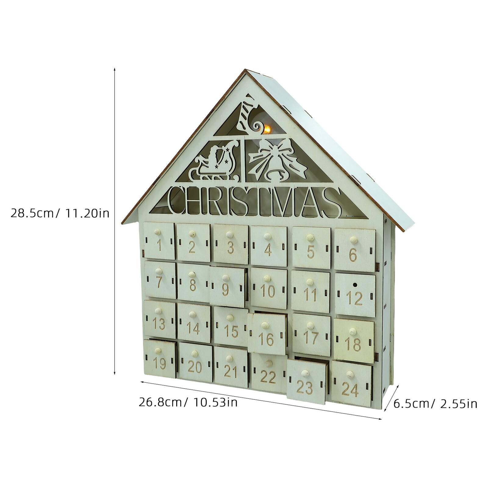Rustikaler Holz-adventskalender mit Füllbaren Schubladen Beleuchtetes Weihnachtsdorf mit Warmen Led-lichtern Sicher für Festliche Weihnachtsdeko für Zuhause und Weihnachtszeit