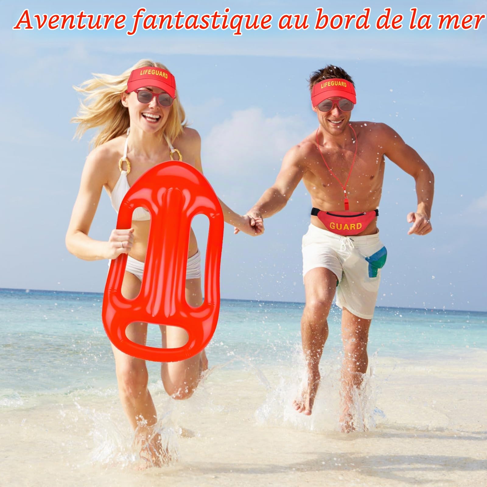 Deguisement Fete Theme Sauveteur Vibbang 5 Pièces Costume De Sauveteur - Chapeau, Sifflet, Lunettes, Sac Banane Et Flotteur Pour Carnaval Et Fêtes