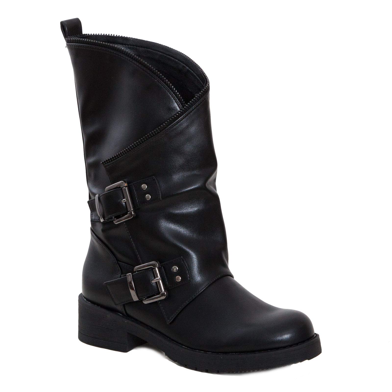 Toocool - Stivali Donna Bassi Biker Boots Motociclista Stivaletti Fibbie Anfibi SA9907