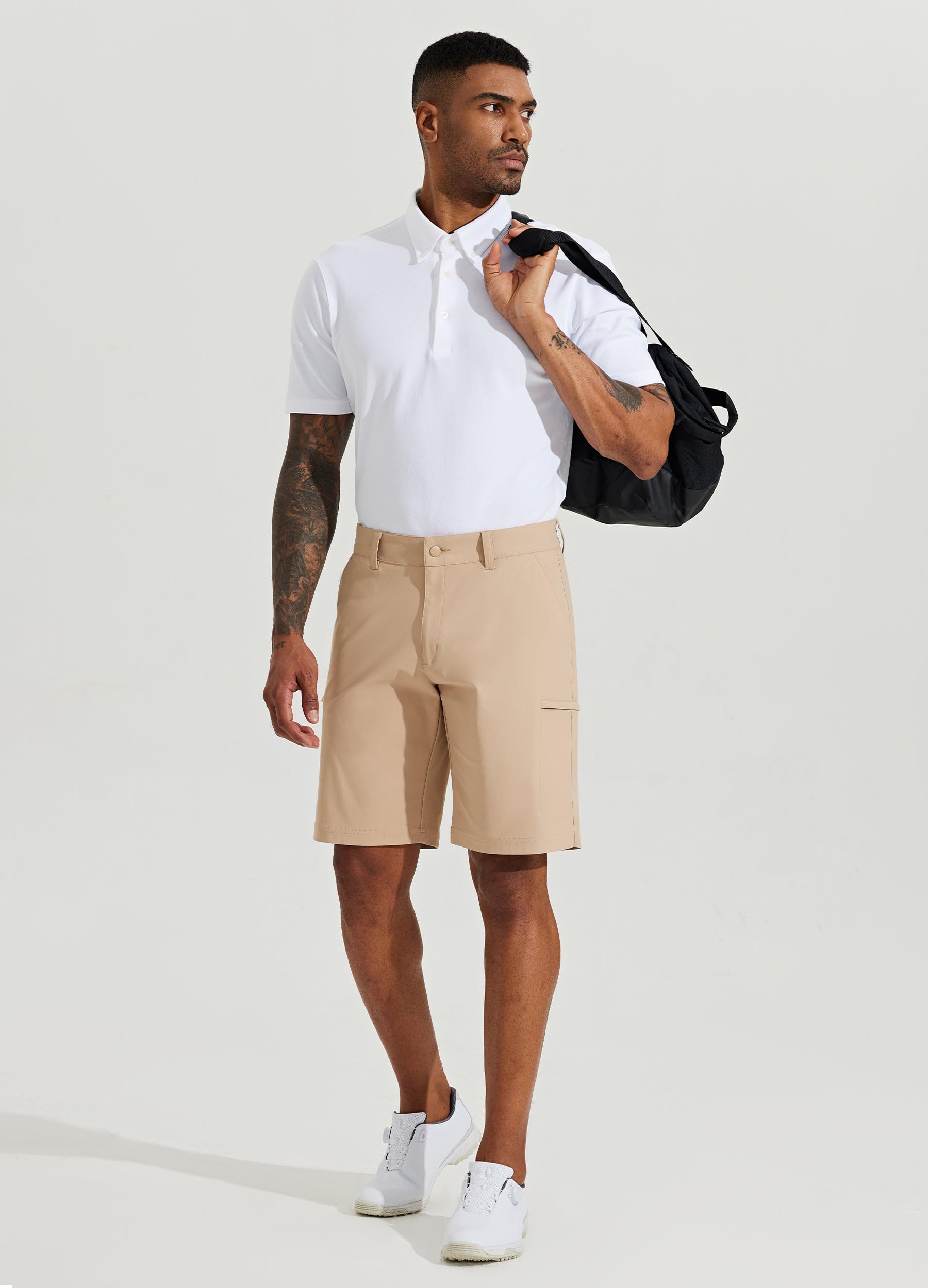 Willit Pantaloncini da golf da uomo, 25,4 cm, elasticizzati, ad asciugatura rapida, per escursionismo, casual, da lavoro, con tasche, Khaki chiaro , 40