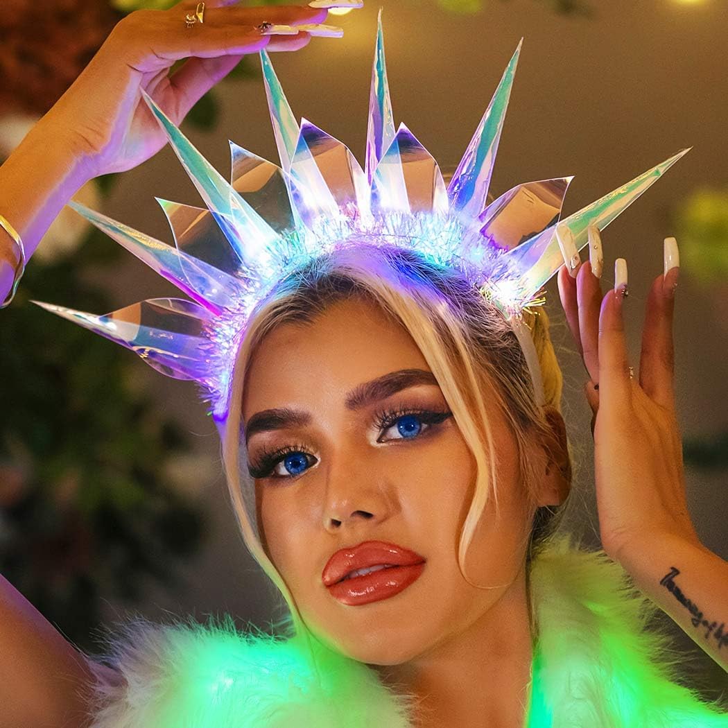 CAKURE Light Up Headband Led Crown Headbands Rave Headpiece Hair Accessories for Women - Image 3