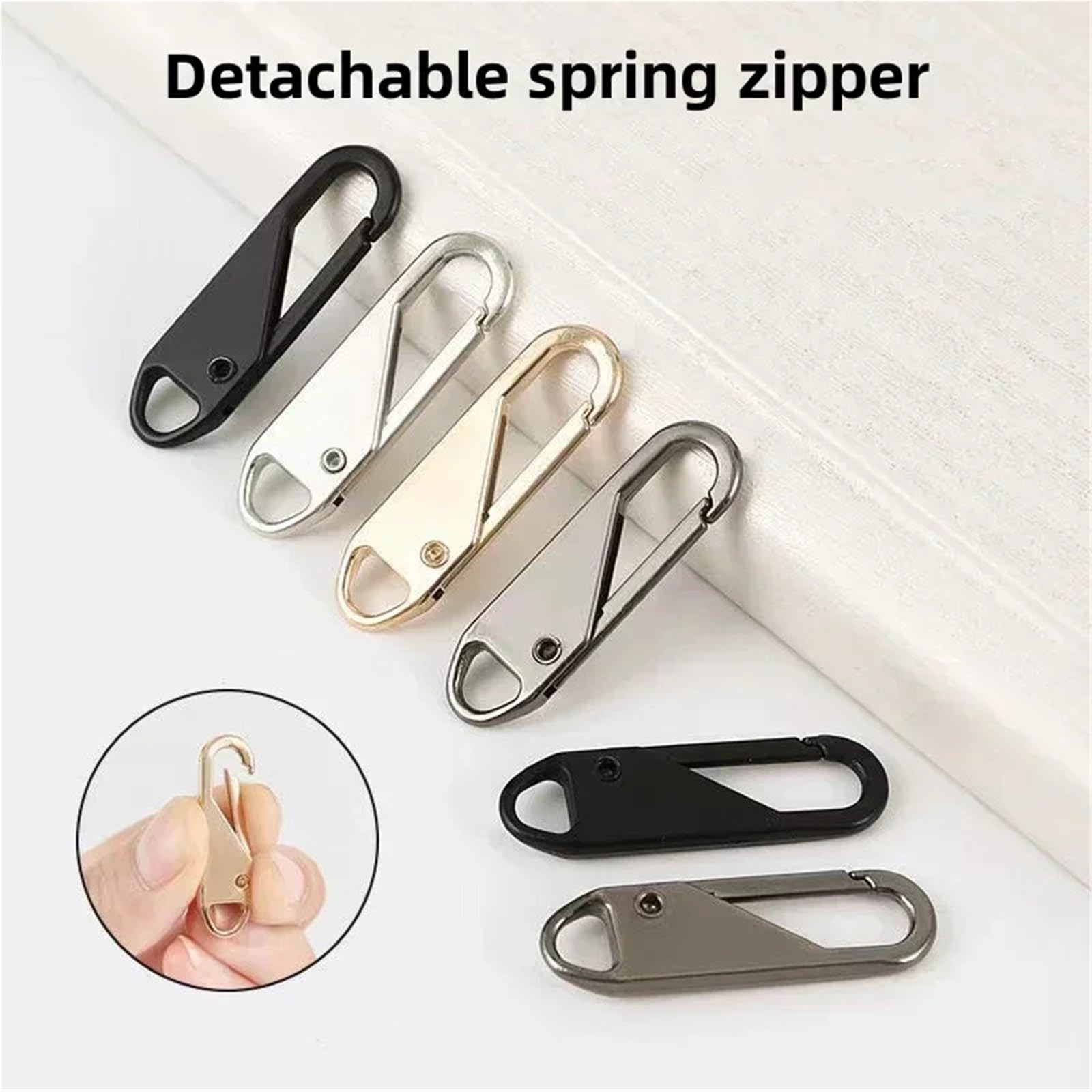 Reißverschlussschieber, 100 Stück, Universal-Reparaturtasche, Ersatz, schlechte Schnalle, Reisekoffer, Kopf, DIY, Nähen, Handwerk, Reißverschluss (grau)
