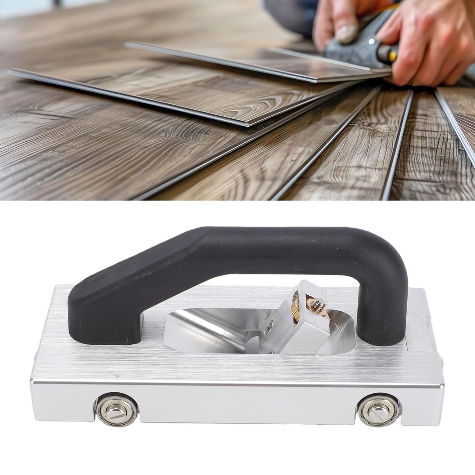 Fafeicy Rainurage de Sol, Outil Manuel de Traction, Lames de Type U, Rainure de Sol à Roulettes, Largeur de Fente de 2 à 3mm pour Revêtement de en Planches de Vinyle PVC