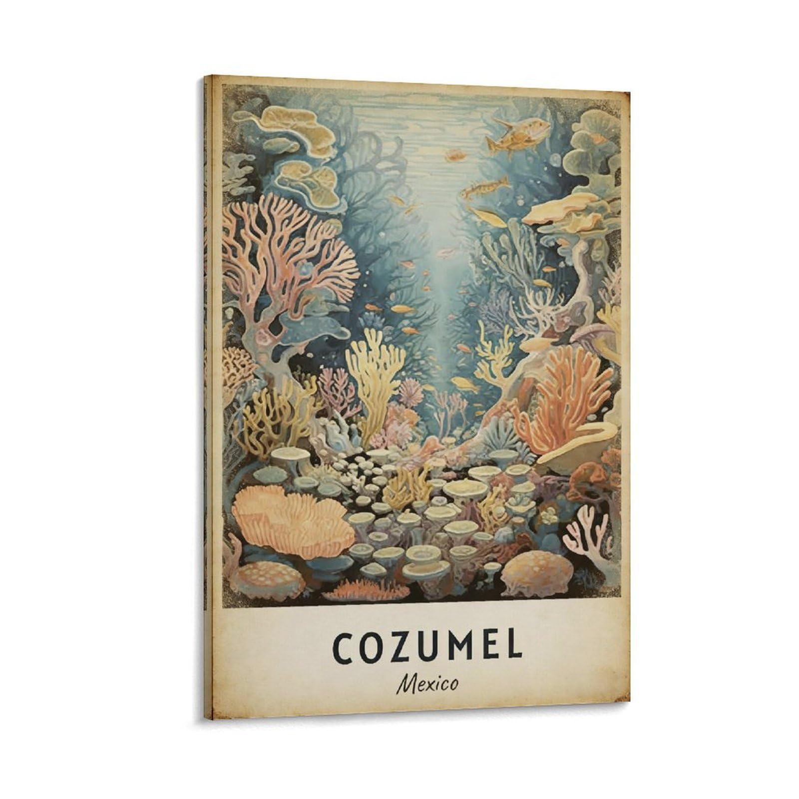 NHGEQAA Cozumel Mexico Vintage Travel Posters 12x18inch(30x45cm) Canvas Wall Art Print Picture