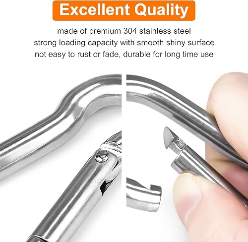 Miniatura 3 de Mosquetón pequeño 6 mosquetones de acero inoxidable de 275 pulgadas con resorte fuerte hebilla deportiva antioxidante para escalada al aire libre