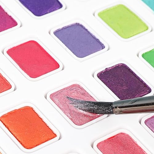 Miniatura 5 de Grabie Juego de pintura metálica para acuarela, 40 polvos brillantes y ricos, paquete de lata versátil, suministros de arte, gran combinación de