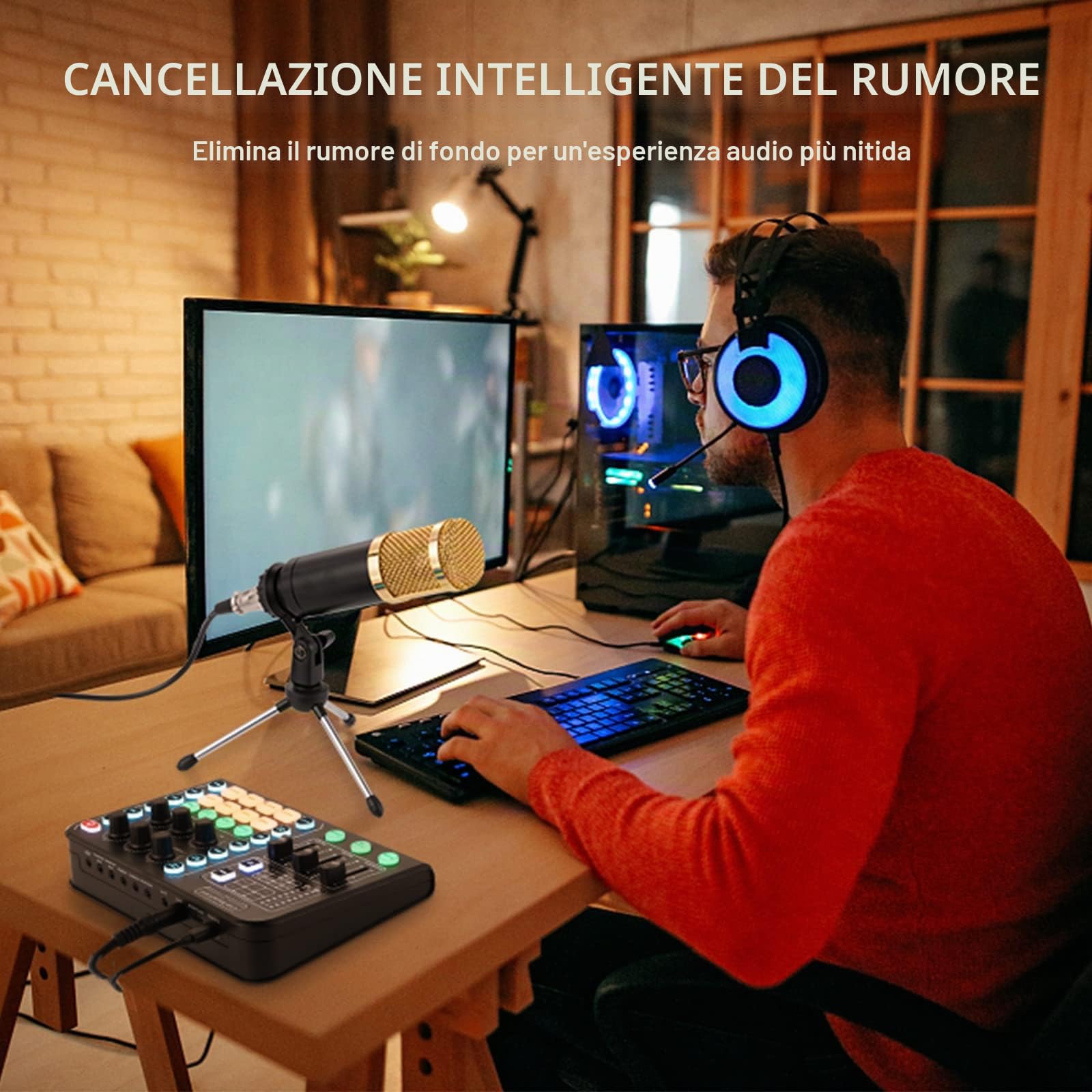 Podcast Equipment Bundle, Microfono a condensatore Bundle Mixer audio professionale, microfono podcast per Streaming Broadcast, Gaming, Registrazione, tiktok, YouTube
