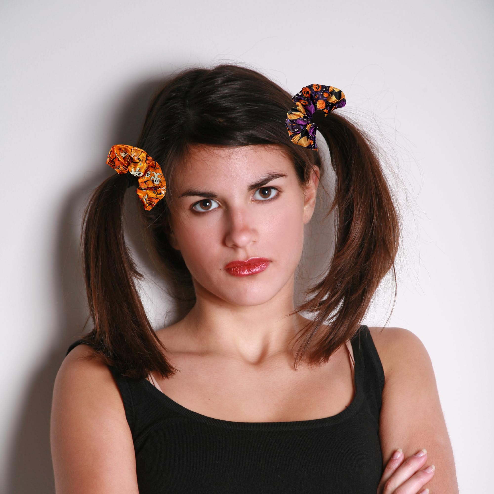 Coleteros para el pelo de Halloween, elásticos suaves y elásticos, calabazas, fantasmas y esqueletos, 11.4 cm