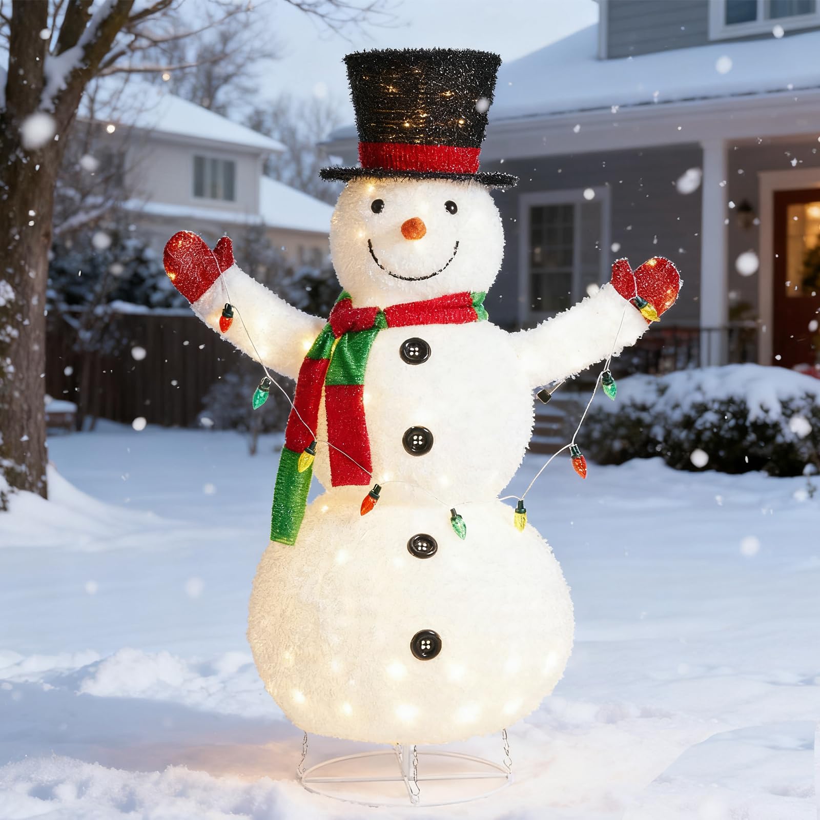Amazon.com: Glitzhome 4FT Lighted Pop-Up Christmas Snowman, Large