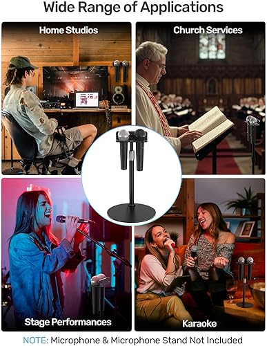 Miniatura 6 de Soporte de micrófono múltiple para soporte de micrófono, organizador de almacenamiento para micrófonos dinámicos e inalámbricos de mano, montaje de