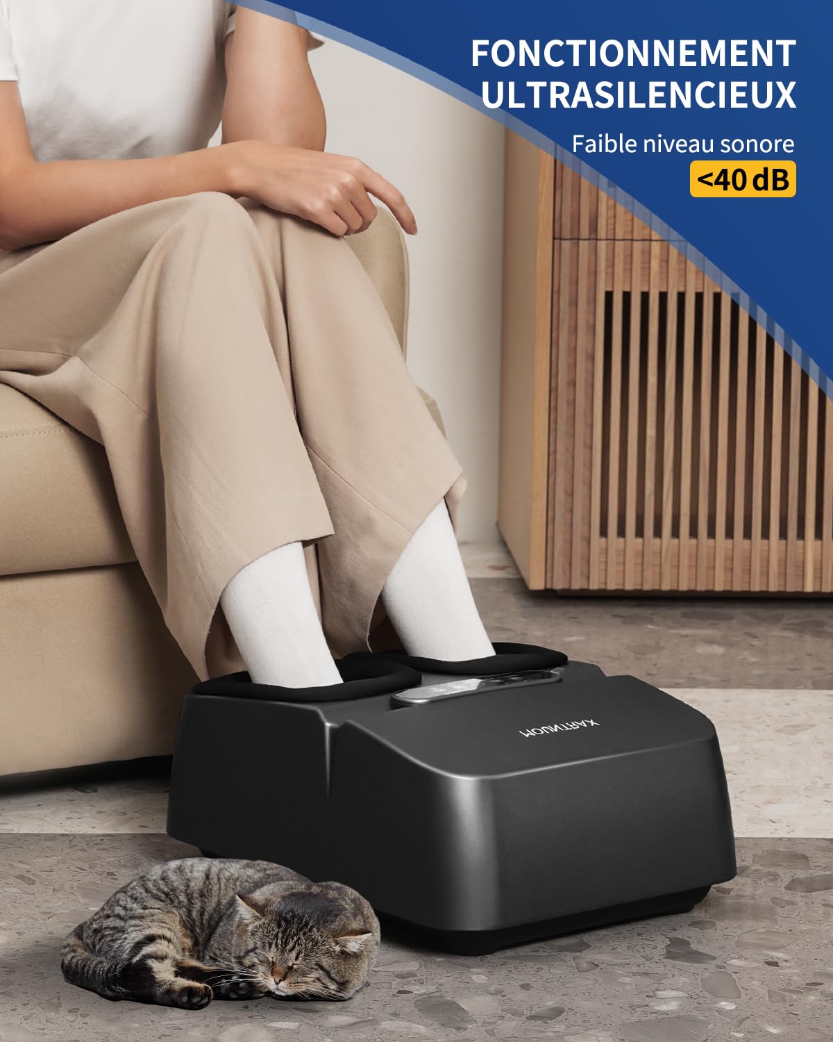 Mountrax Massage Pieds avec Chaleur, Massage Pieds Shiatsu avec Pétrissage Profond, Masseur Pieds pour la Fasciite Plantaire et le Soulagement de la Douleur, Jusqu'à la Taille 46
