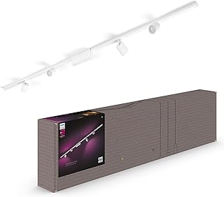 Philips Hue - Perifo Iluminación en carril Luz Blanca y de Colores - Set carril y 4 focos (blanco) - 212cm - Anclajes incluidos