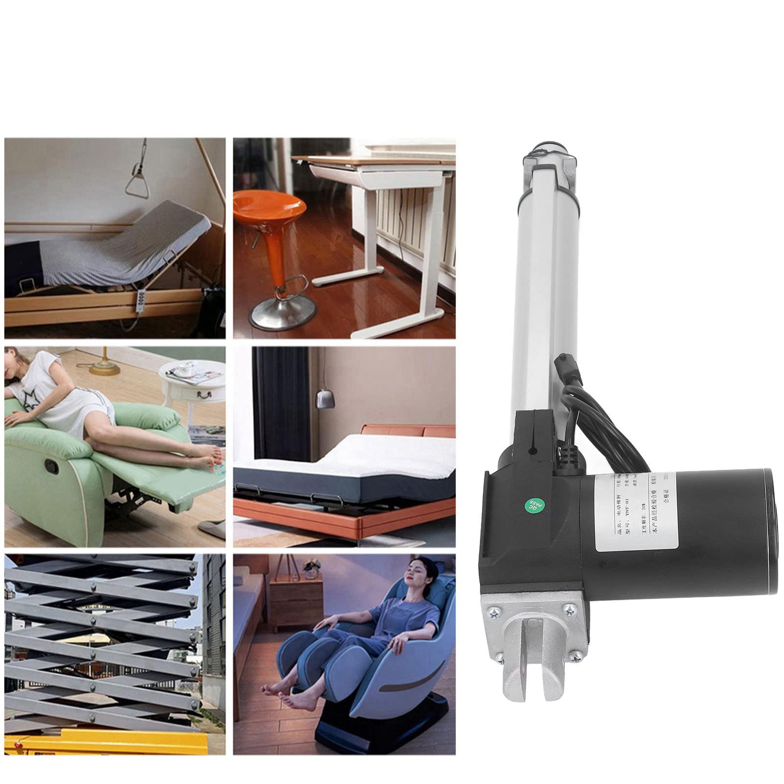 Attuatore Lineare Elettrico, 6000N/1320LBS Attuatori Motore Elettrico Corsa 200mm, per Poltrona Reclinabile TV Lettino da Massaggio Divano Elettrico (24V)