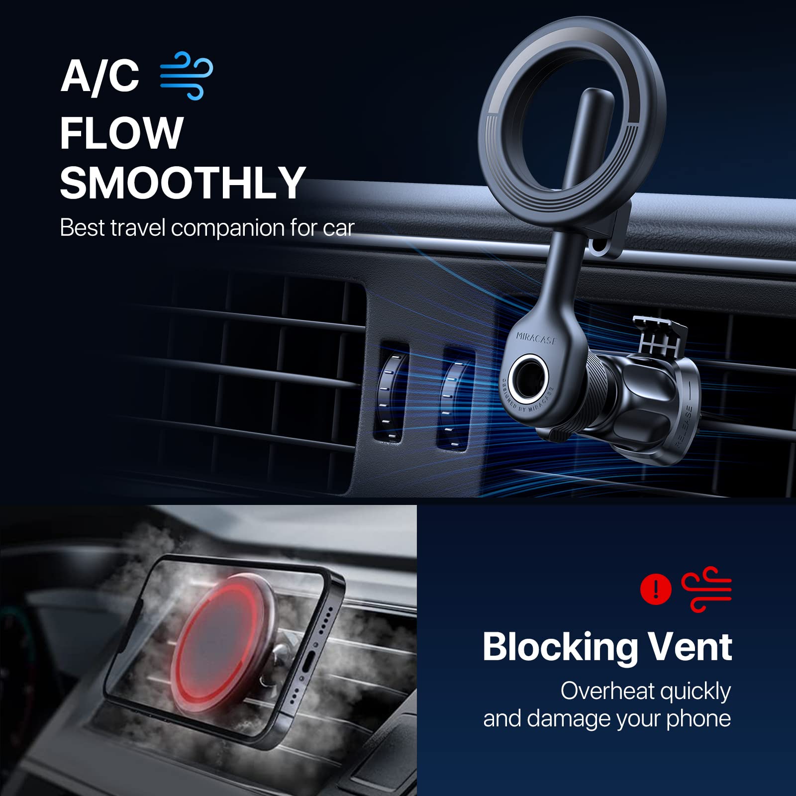 Compatible For MagSafe Car Mount [16 Strong Magnets] Magnetic Phone Holder For Car, Hands Free IPhone Car Holder Mount Vent Car Mount For IPhone Car Fit For IPhone 14 13 12 Pro