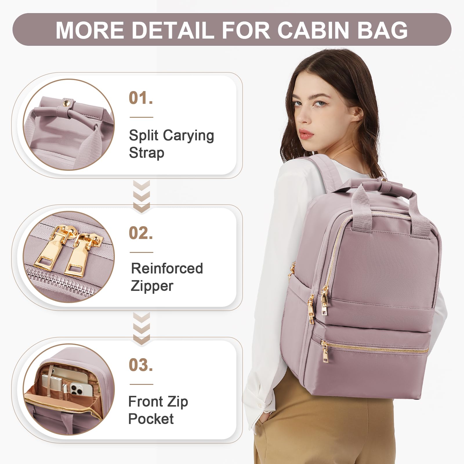 UPPACK Zaino Ryanair 40x20x25 Zaino Da Viaggio aereo Bagaglio a Mano Donna Zaino Borse da Cabina Borsa da Viaggio aereo Zaino per PC Impermeabile Casual Daypack