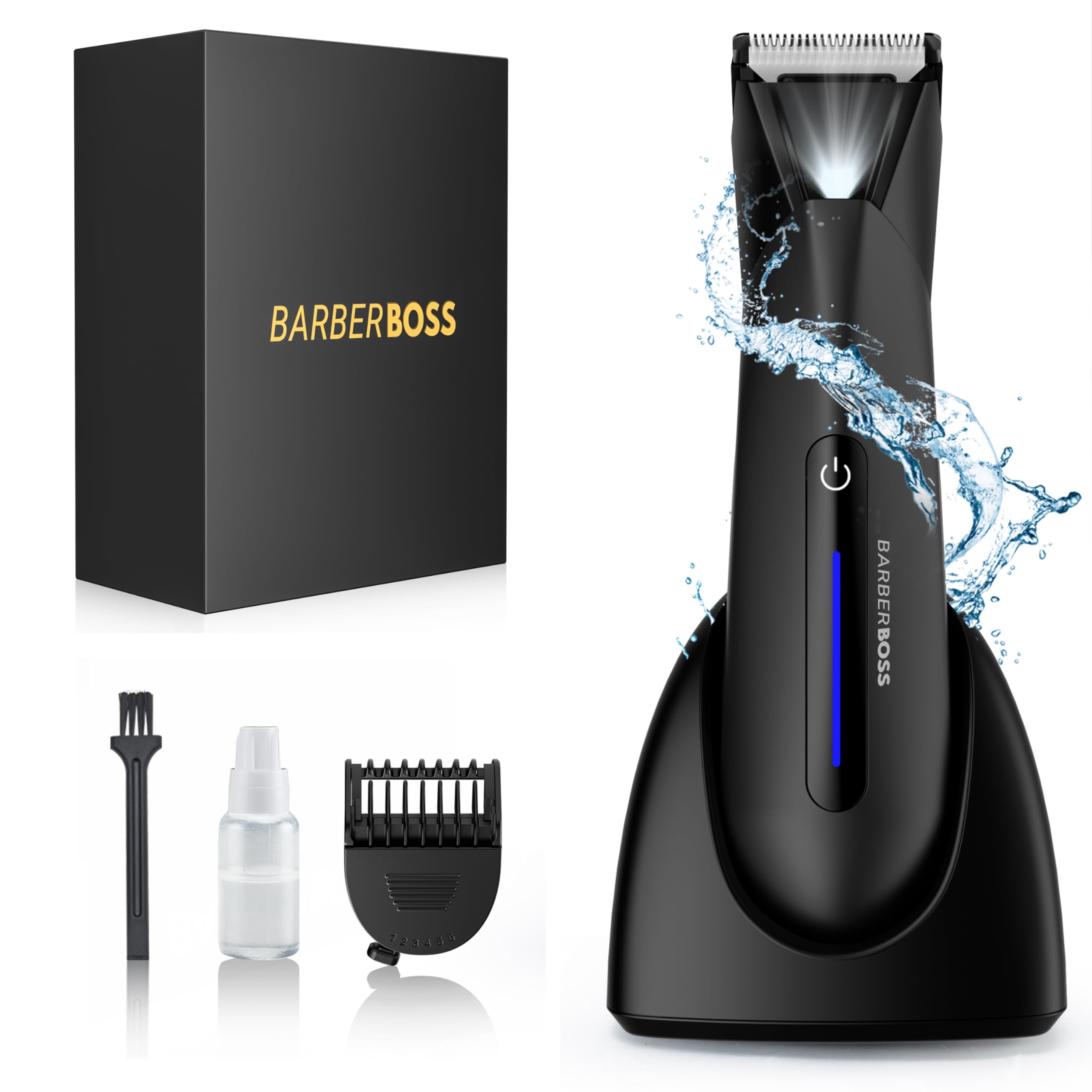 BarberBoss Men's Groin Groomer: Men’s Body & Ball Hair Trimmer, Body Grooming Kit for Mens, Male Pubic Hair Clipper, Men’s Body Shavers, Men's Private Area Shaver, Men's Pube Trimmer