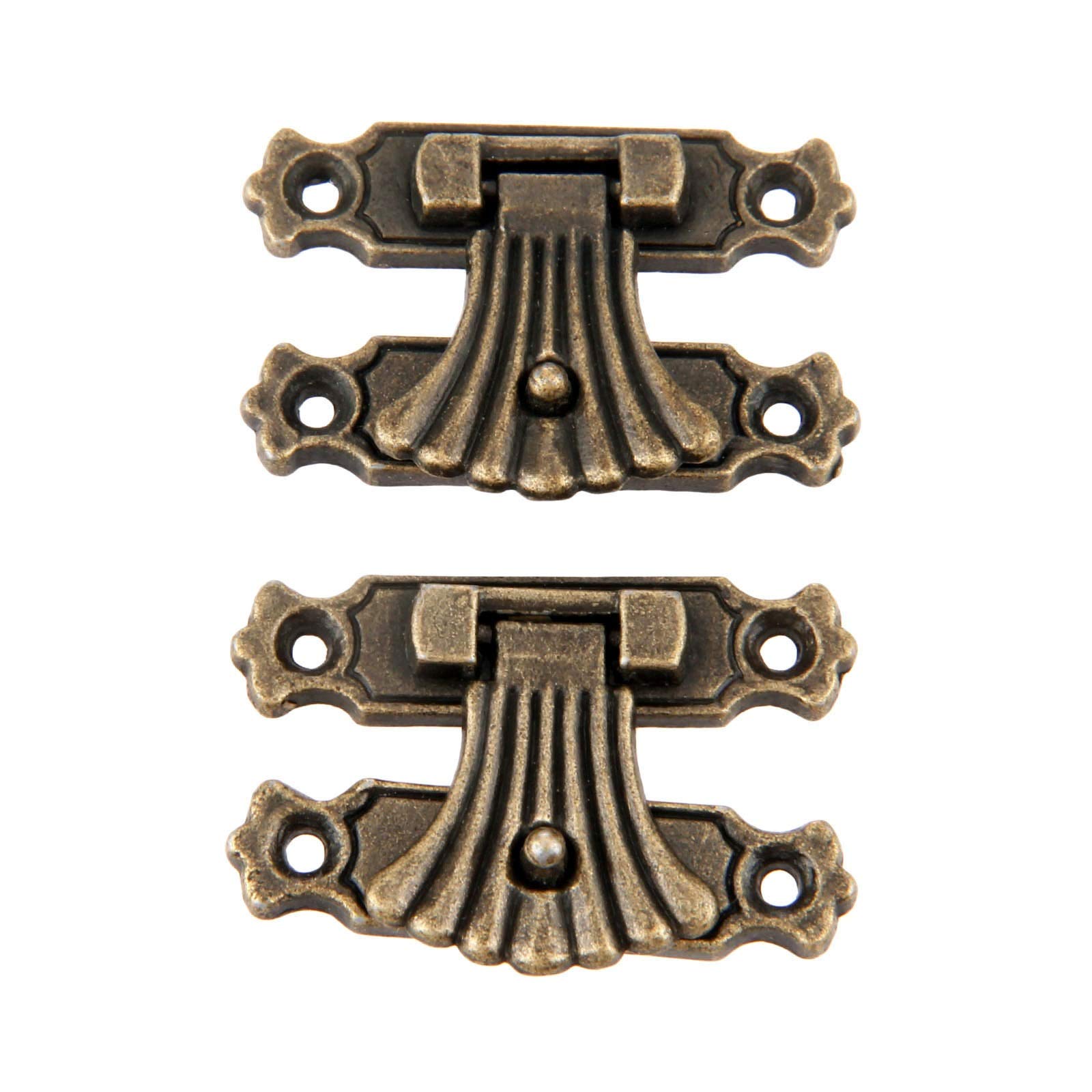 SHALLEZSOU Key Hasp Lock 2Pcs Antique Bronze Hasps Latch For Jewelry Wooden Box Case Vintage Hardware Furniture Accessories With Screws 37 27mm