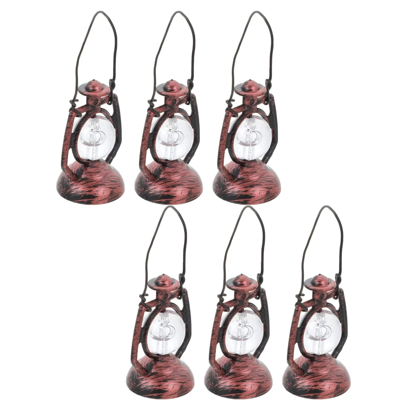 Kerosene lamp, 6Pcs Micro Landscape Lamp Miniature Decor Indoor Outdoor Hanging Small Lantern(Bronze)