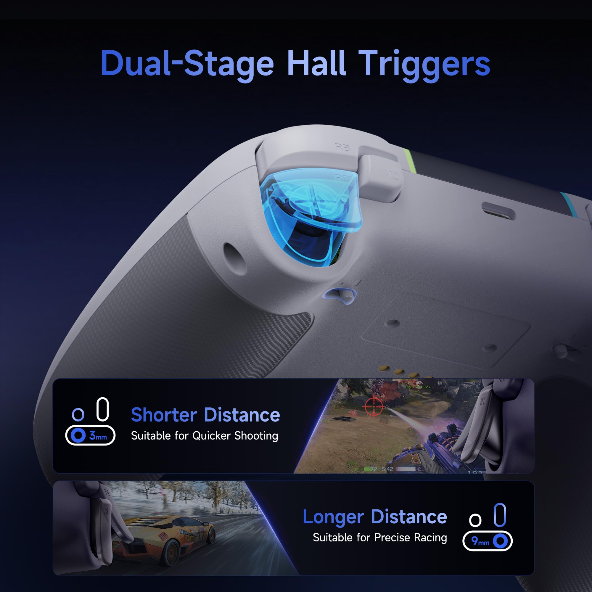 EasySMX Manette PC Sans Fil avec RGB/Déclencheurs Hall à Deux Niveaux/Joystick Hall/Boutons Silencieux/, X05PRO Contrôleur pour PC/Switch/Android/iOS/Steam/Android TV Box, 1000 mAh, Blanc