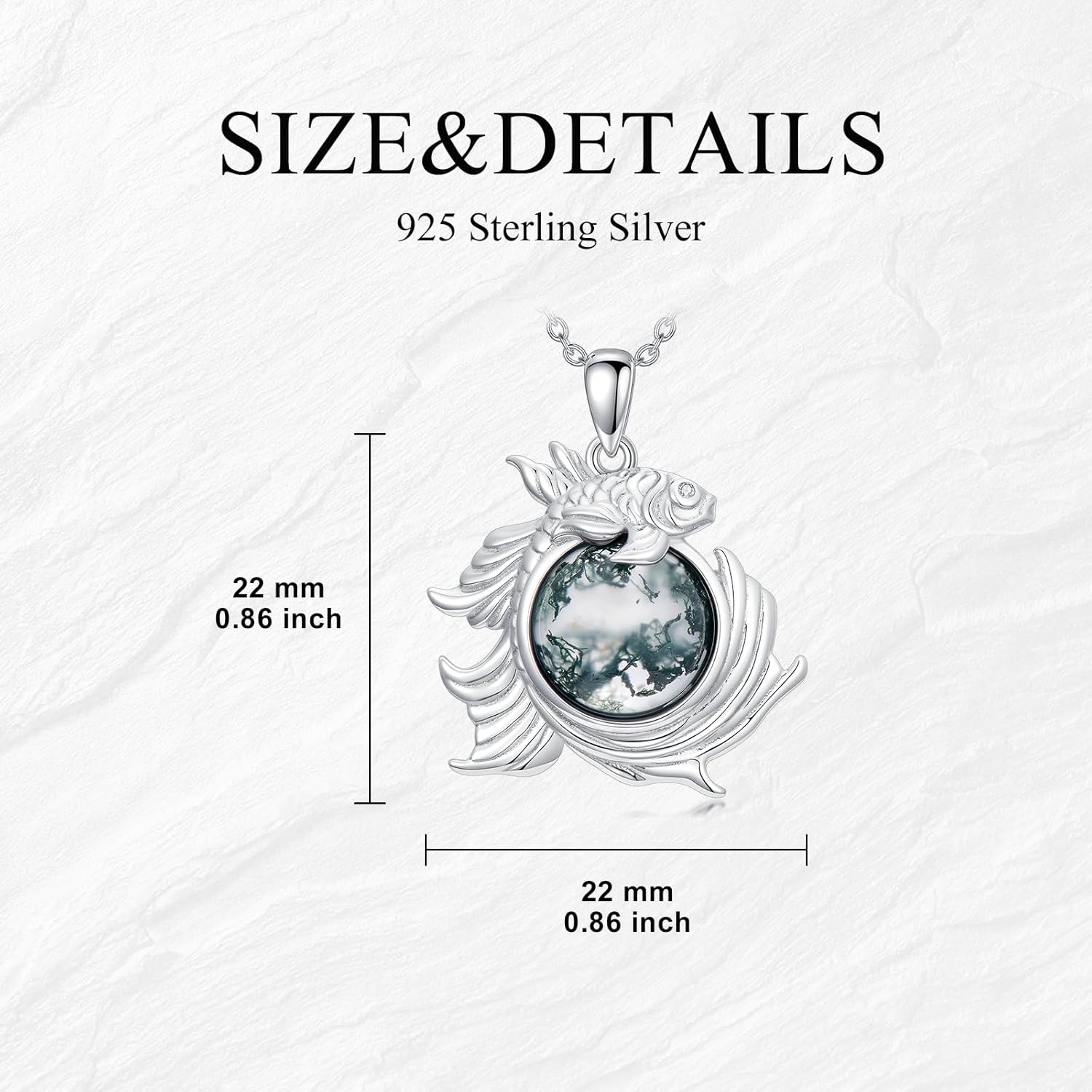 Moss Agate Necklace S925 Unique Animal Theme Pendant with Natural Moss Agate Dainty Black Cat/Frog/Owl/Giraffe Necklace Anniversary Birthday Christmas Jewelry Gifts for Women - Image 6