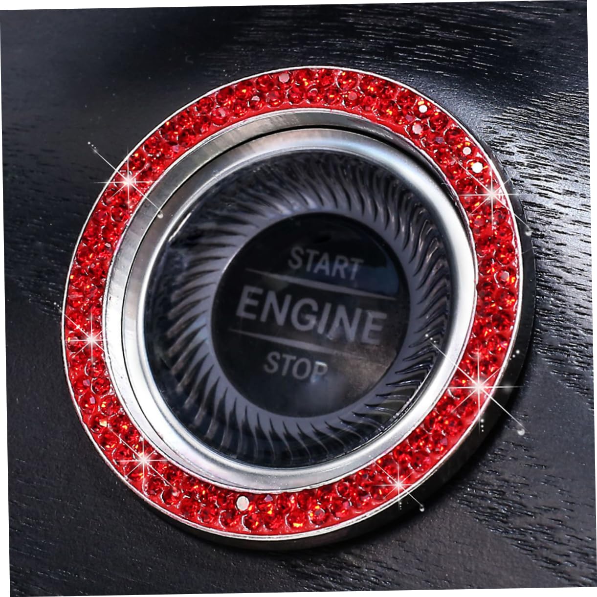Cabilock 5 Bouchons de Valve de Pneu Décoratifs Anneau de Bouton de Démarrage, Strass Rouge, Anti-poussière pour Voiture et Moto