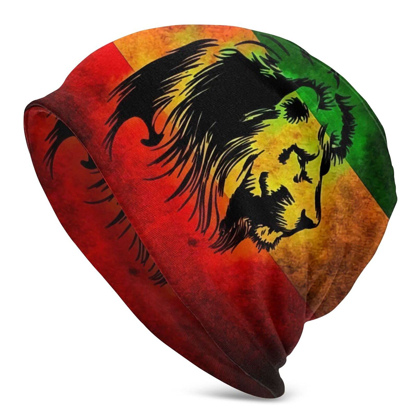 Xinchenxin Unisex Jamaican Flag Rasta Reggae Judah Lion Jamaican Rasta Reggae Judah Lion Beanie Hat For Men/Women Slouchy Beanie Skullies Cap Winter Stretch Acrylic Knit Hat