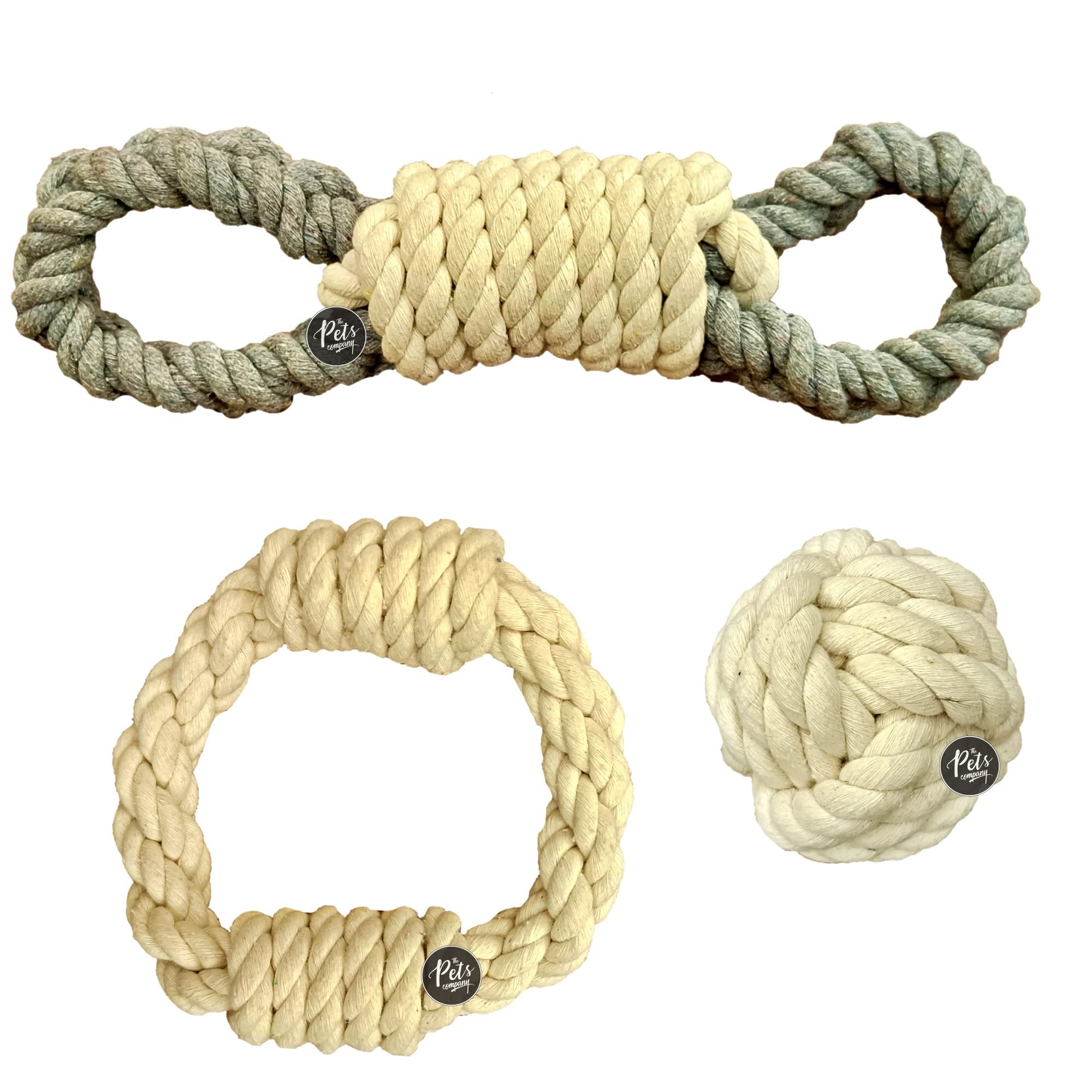 The Pets Company Dog Rope Toy for Adult Aggressive Chewers, Dental Cleaning (Thick Loop Tug + Ring + Dog Ball) Dog Toy Combo of 3 for Large Dogs (B0BQGPGNHJ) Amazon Price History, Amazon Price Tracker