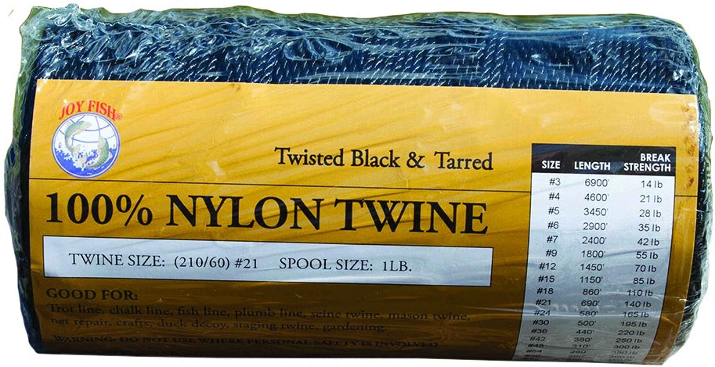 Joy Fish TNTB-36 Black & Tarred Twisted Nylon Twine 1Lb Spool Sz 36