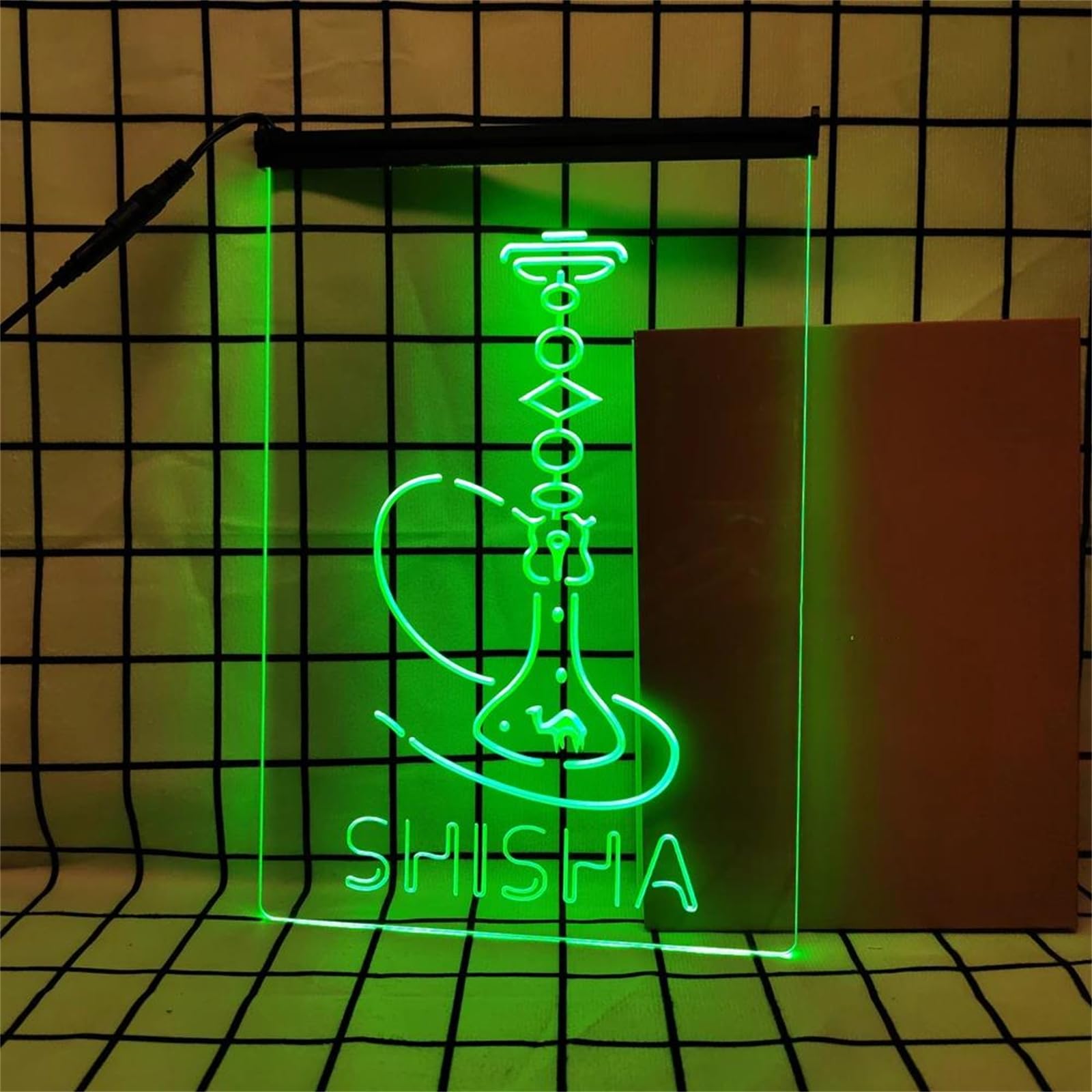 REWIS Shisha LED Neon Signs, USB Powerd Dimming Neon Lights, for Hookah Bar Wall Hanging Luminous Decor,Green,20x30cm