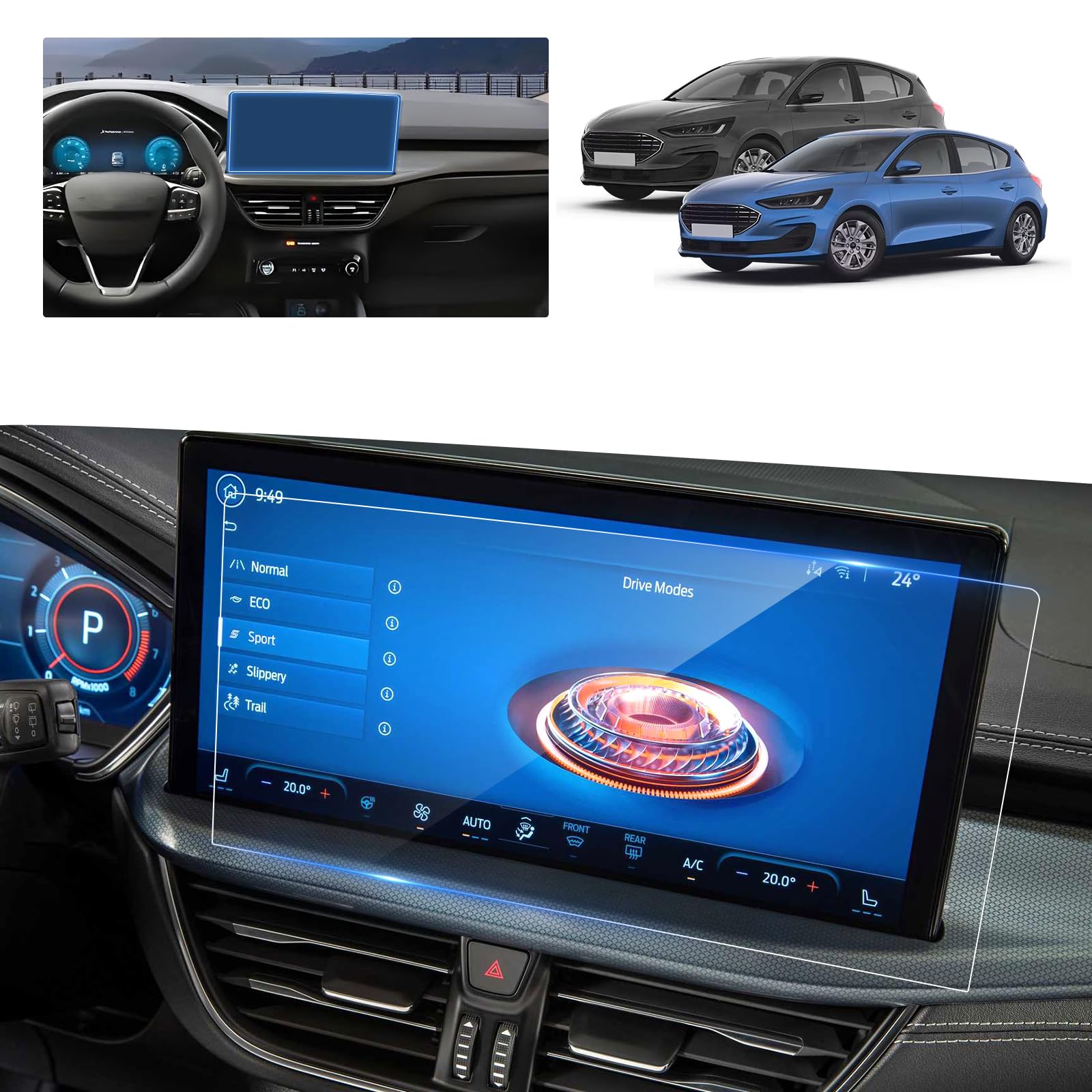 Compatibile con Ford Kuga MK3 2024-2026 & Ford Focus MK4.5 2022-2026 Pellicola Protettiva Ford SYNC 4 13,2 Pollici Touchscreen Protezione Schermo in Vetro Temperato, 9H Antigraffio