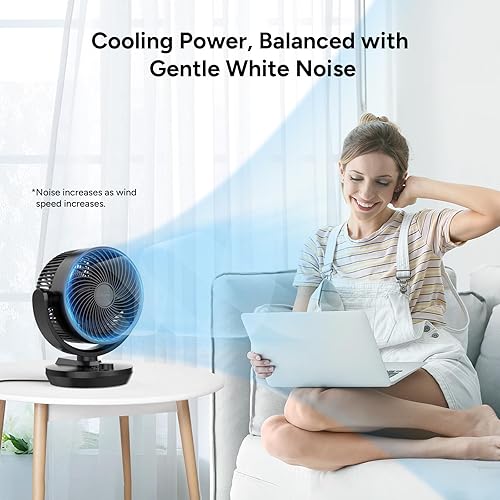 Miniatura 6 de DR.PREPARE Ventilador circulador de aire oscilante para dormitorio, ventilador de mesa potente de 11.3 pulgadas de altura, oscilación automática de