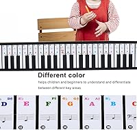 Vista 6 de Adhesivo para piano de 61/88 teclas para teclado, nota musical, pegatina extraíble para Biginners Piano Note Label (coloreado)