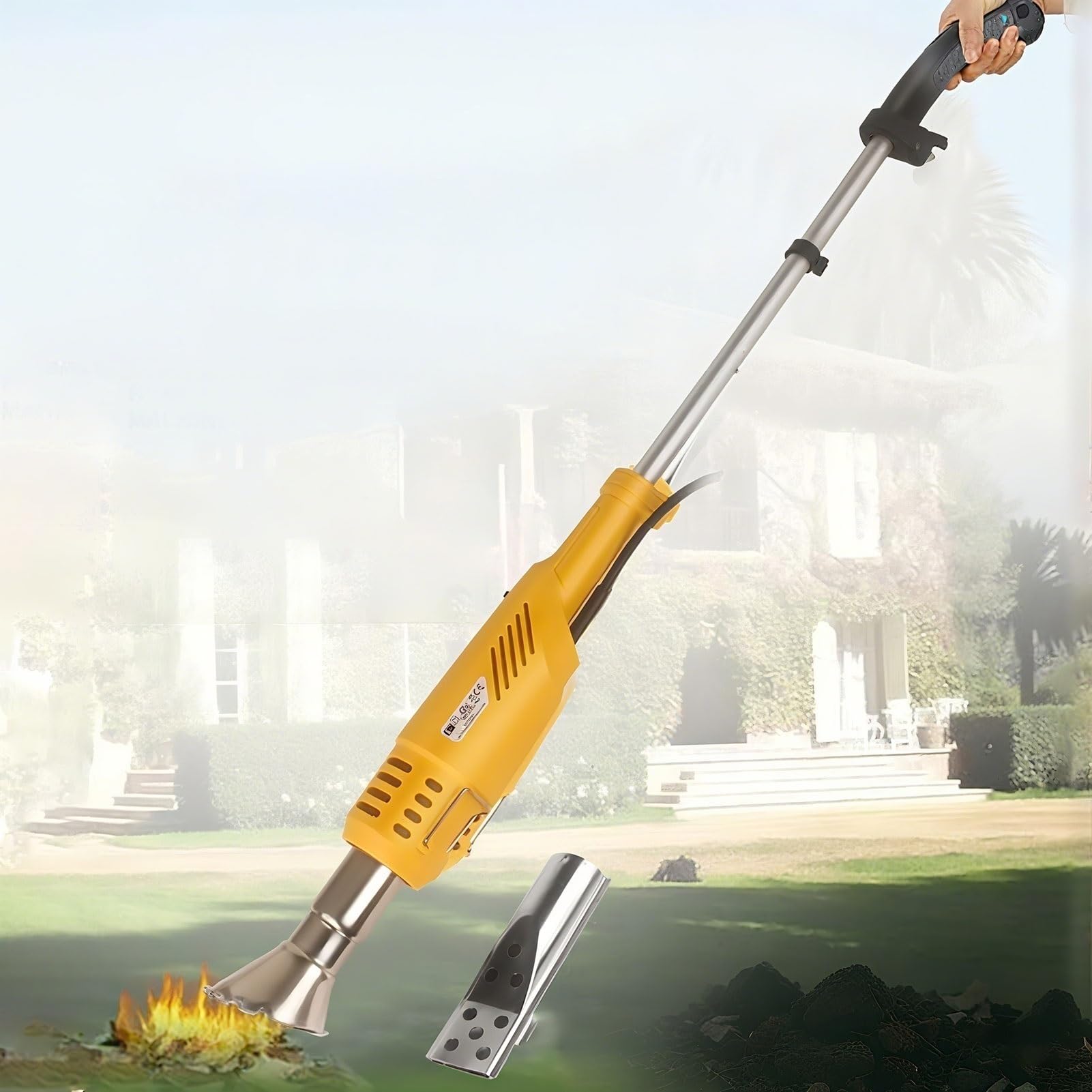 Bruciatore elettrico per erbacce, 2000 W, con 2 ugelli, calore 650 °C, cavo da 1,8 m per giardino, patio, vialetto
