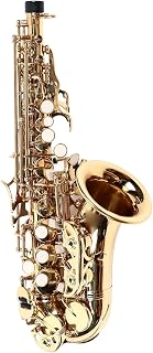 Saxofone Soprano, Saxofone Soprano Bb Chave Latão Sax Conjunto Completo Kit Com Acessórios Caso Portátil (Prata)