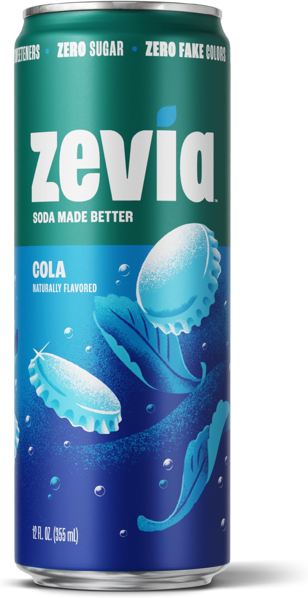 Zevia Zero Calorie Soda, Cola, 12 Ounce Sleek Can