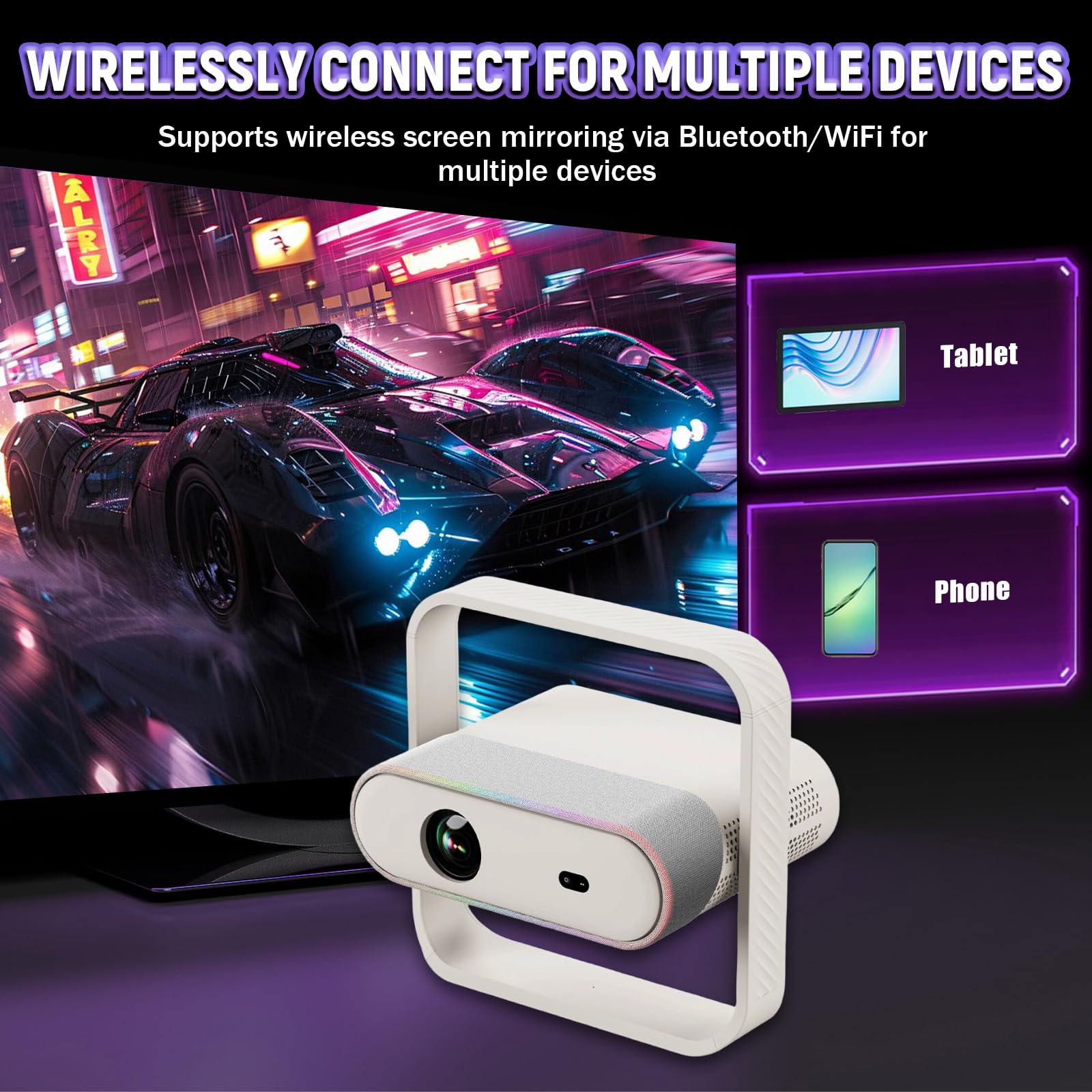 SMART プロジェクター　30,000Hrs Amazon.com: 1080P Native Projector 4K, 600 ANSI Lumens, WiFi and