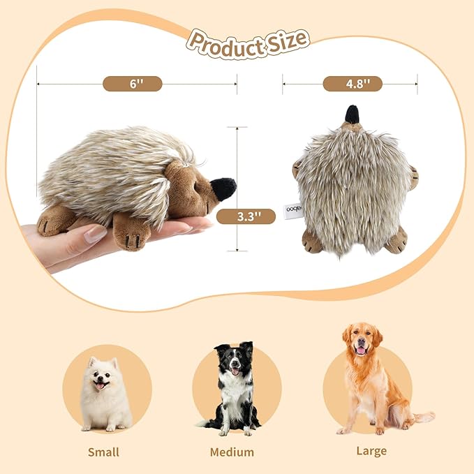 Juguete para Perro Peluche Erizo con Chirrido Pawaboo miniatura 6