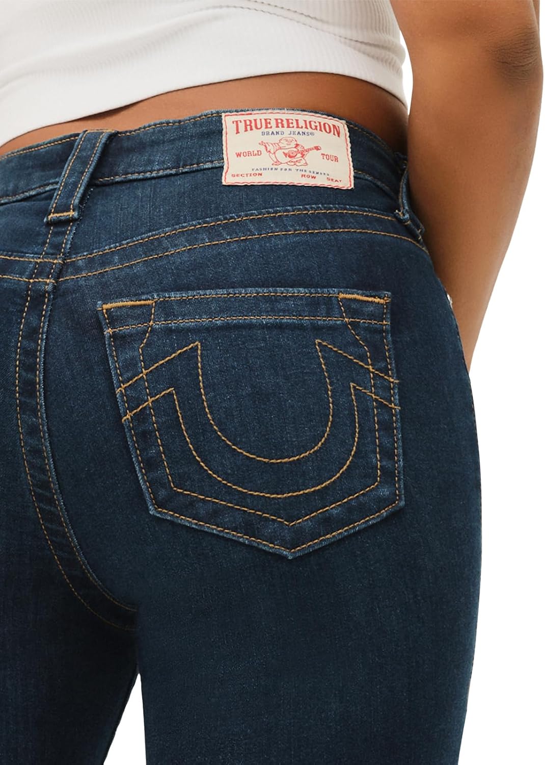 True Religion Women's Halle Mid Rise Super Skinny Fit Jeans Denim Single Needle Stitching - Image 3