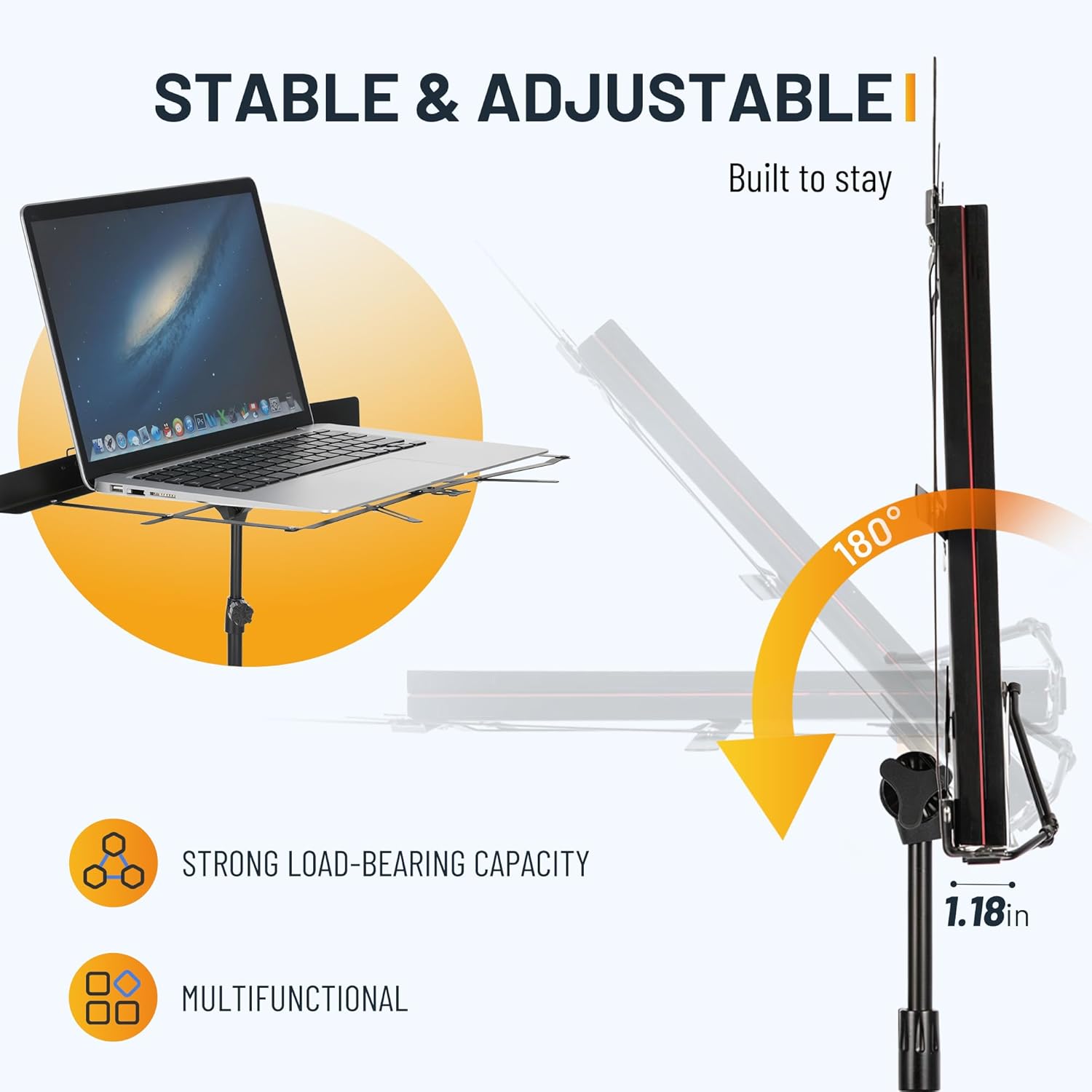 Size up to 54.3 CAHAYA Portable Sheet Music Stand: Dual Use Desktop Book Holder Folding Lightweight Extra Stable Reinforced with Carrying Bag and Clip for Students Musicians Height Adjustable up to 54.3 CMS0204