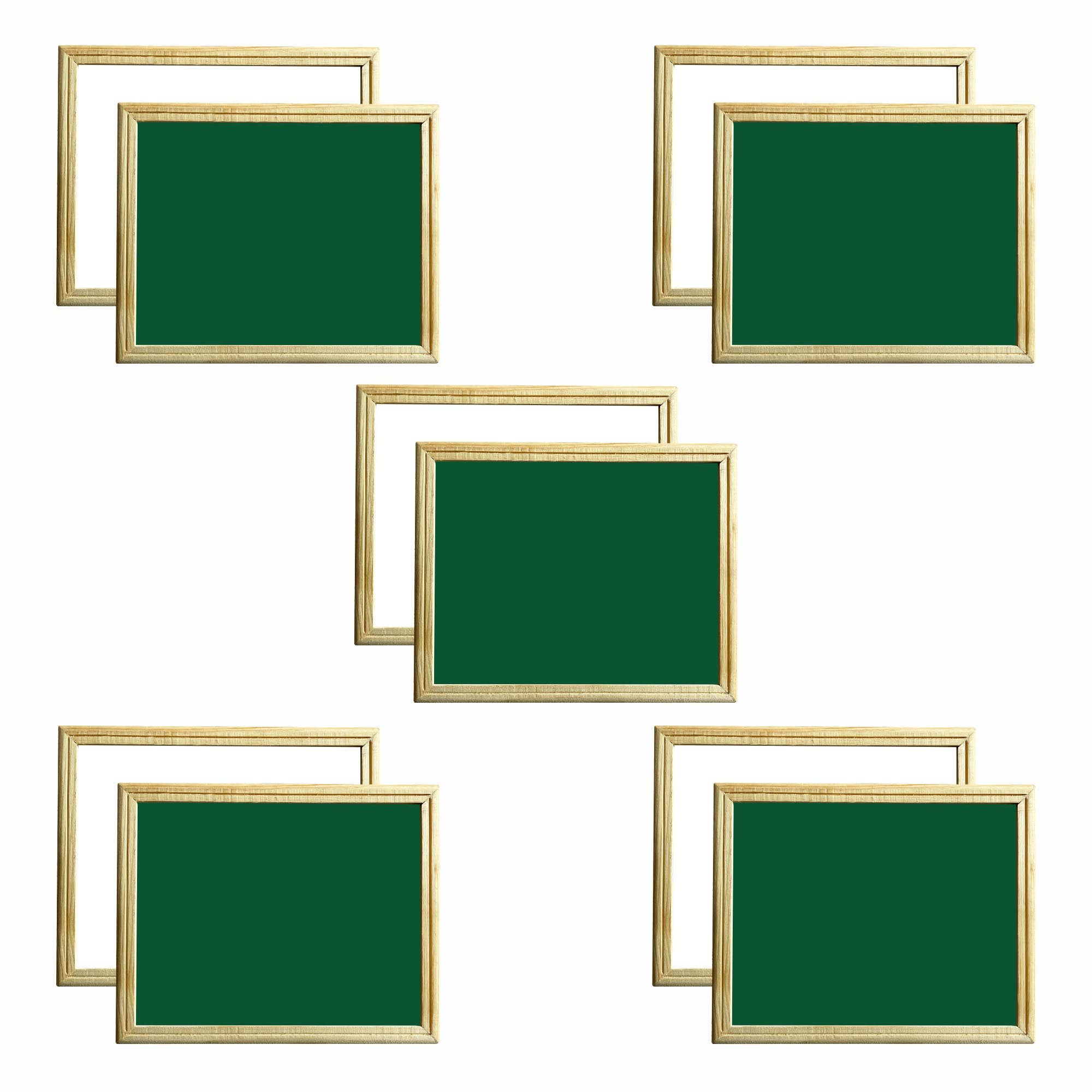 YAJNAS Lot de 10 cadres en bois double face non magnétiques 25,4 x 30,5 cm Blanc et vert Petit tableau blanc et tableau noir