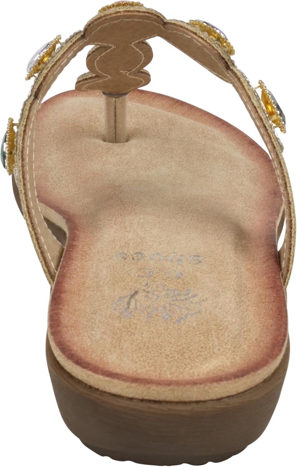 Jeweled T-Strap Thong Flat Sandals in Gold by Good Choice Shoes - Image 2