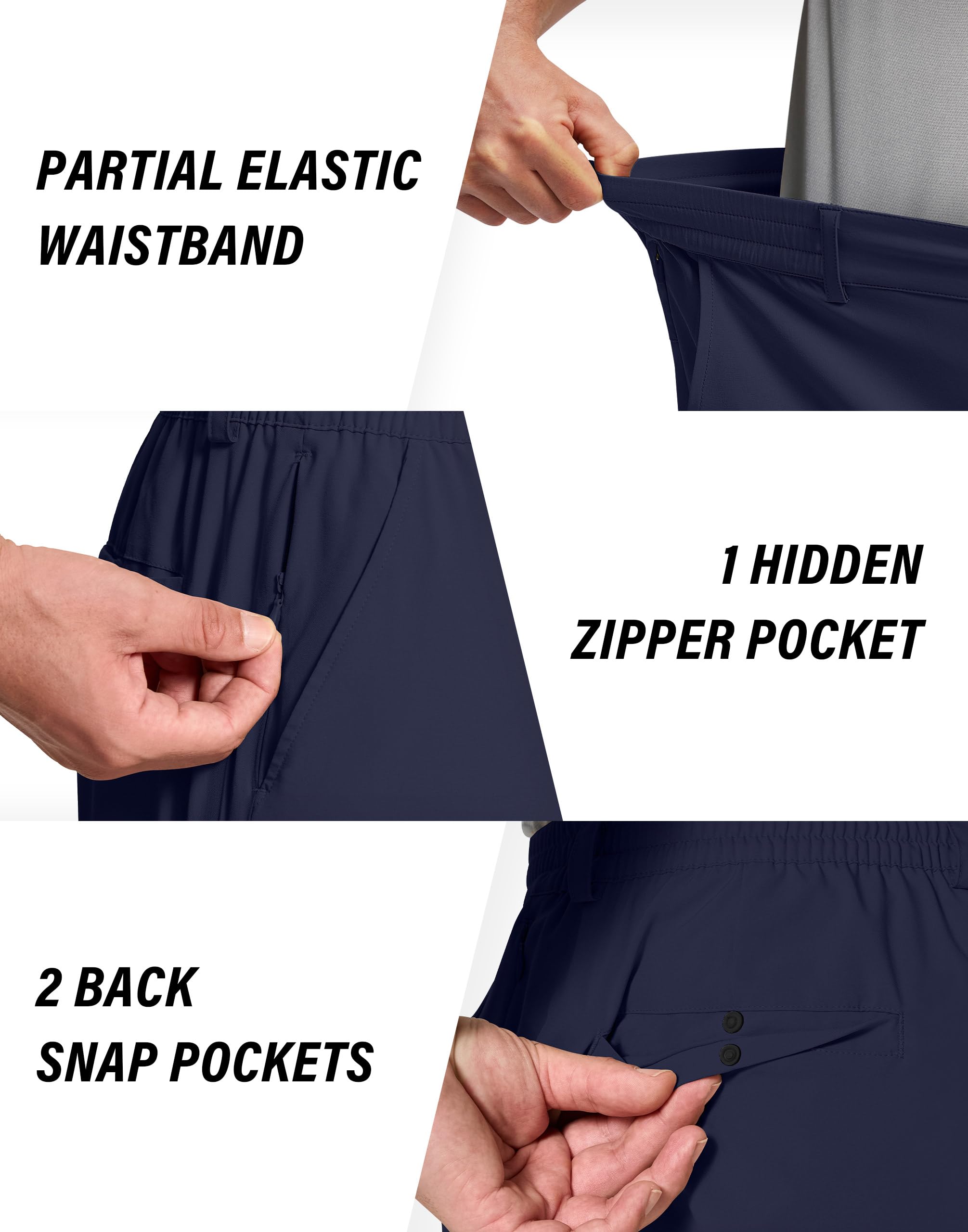 SERAMY Pantalones cortos de golf elásticos para hombre con 6 bolsillos, ajuste seco, entrepierna de 7 pulgadas, vestido ligero para senderismo, trabajo casual
