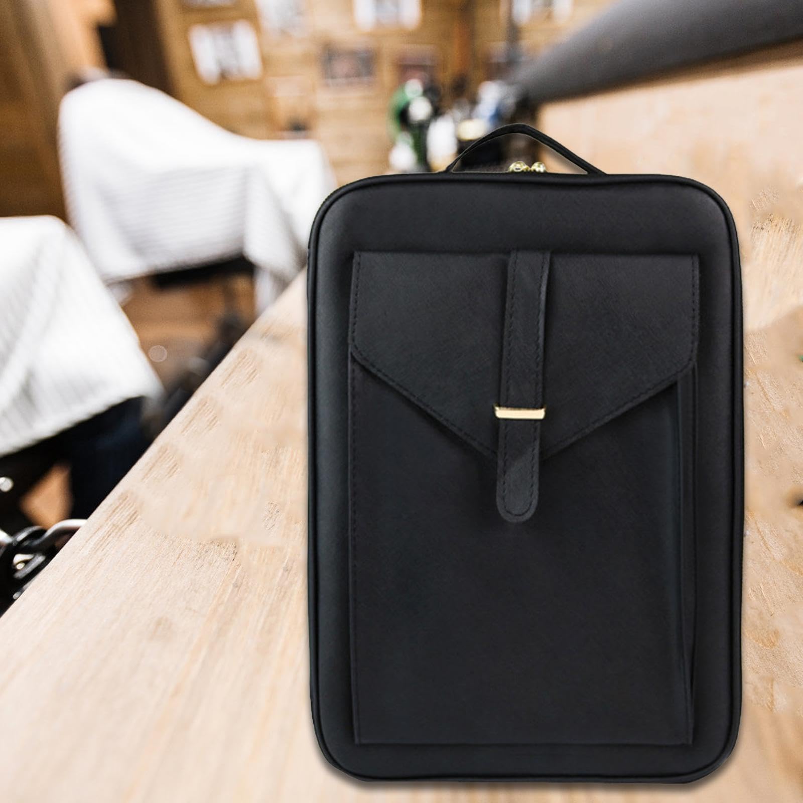 Zaino Porta Accessori Parrucchieri Borsa Viaggio Capelli con Scomparti Regolabili Chiusura Pratica Sicura Manico Comodo E Tracolla Realizza, Nero
