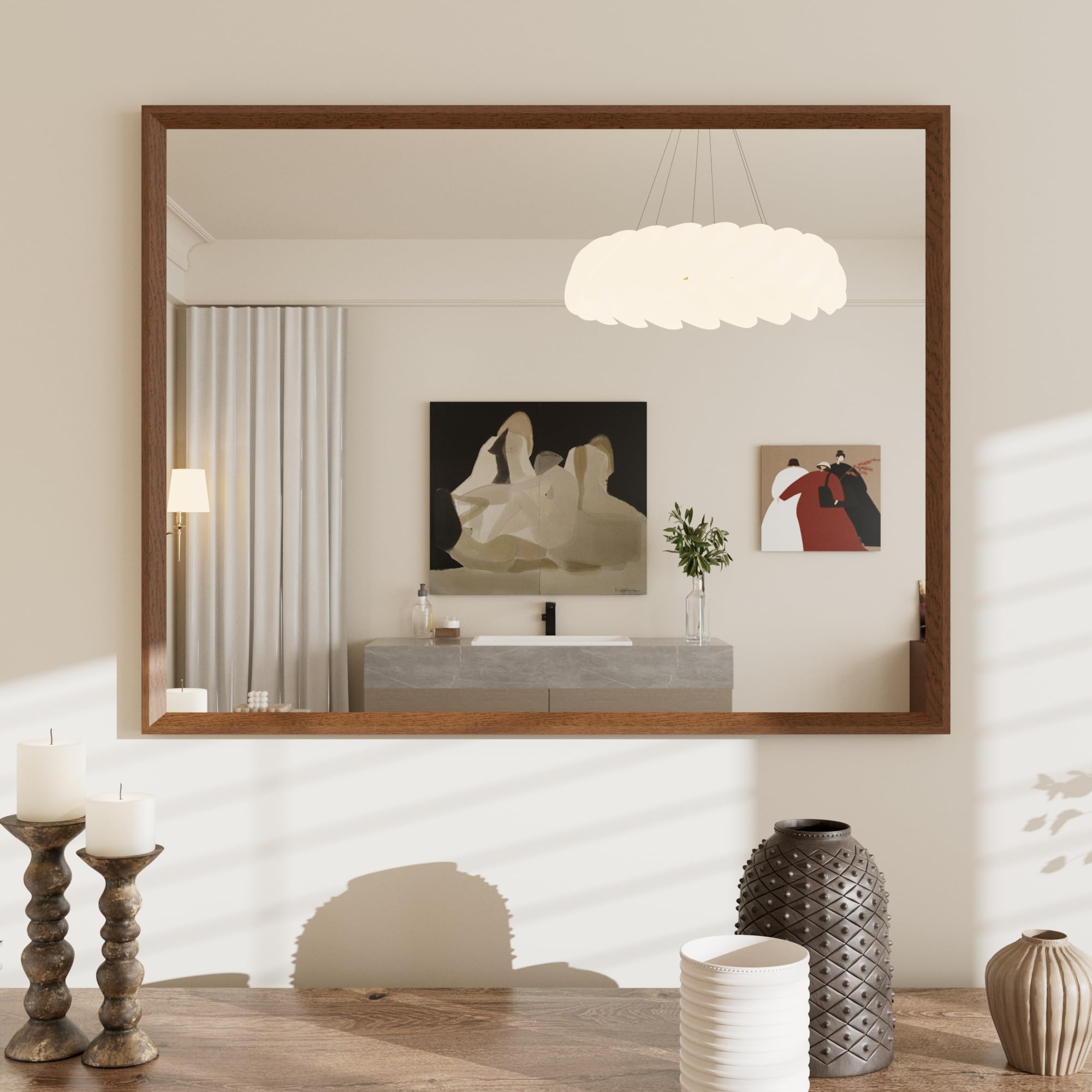 Set Di 2 Decorazioni Murali In Legno Per Bagno, Design Astratto, Colore Marrone E Grigio, Stile Rustico, 30,5 X 15,2 Cm - 3